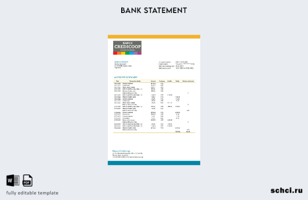 цифровая загрузка шаблона выписки по счету банка Аргентины Banco Credicoop